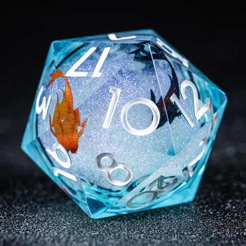 URWizards D&D Starry Liquid Heart Resin Engraved Dice Set Koi Fish - Urwizards