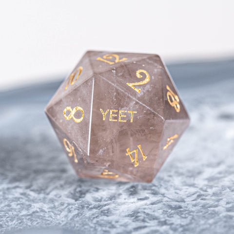 URWizards Dnd Smoky Quartz Engraved Dice Set YEET & F*CK - Urwizards