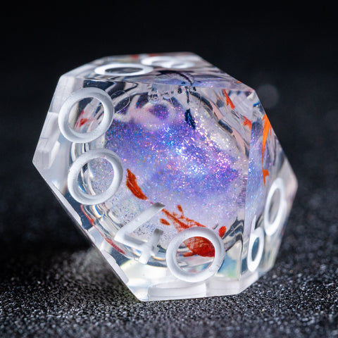 URWizards D&D Starry Liquid Heart Resin Engraved Dice Set Koi Fish - Urwizards