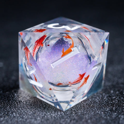 URWizards D&D Starry Liquid Heart Resin Engraved Dice Set Koi Fish - Urwizards
