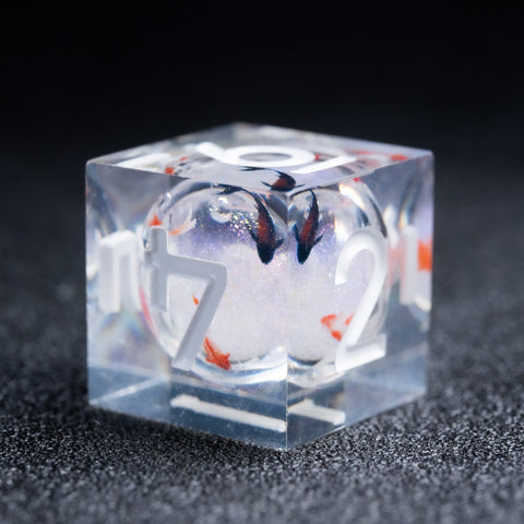 URWizards D&D Starry Liquid Heart Resin Engraved Dice Set Koi Fish - Urwizards