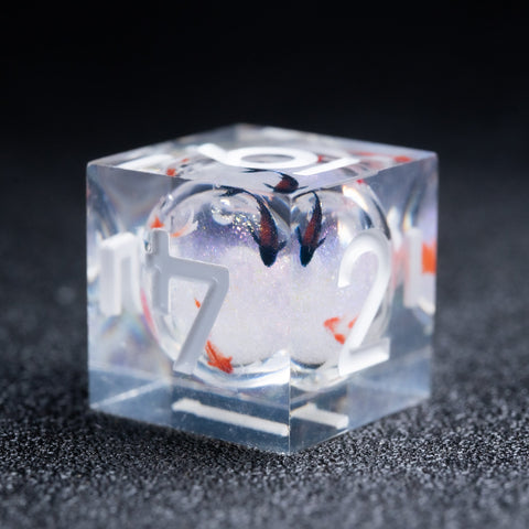 URWizards D&D Starry Liquid Heart Resin Engraved Dice Set Koi Fish - Urwizards
