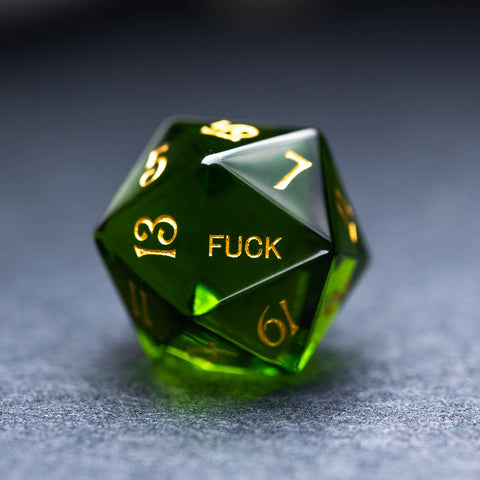 URWizards Dnd Peridot Gemstone Engraved Dice Set YEET & F*CK - Urwizards