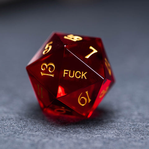 URWizards Dnd Garnet Glass Engraved Dice Set YEET & F*CK - Urwizards