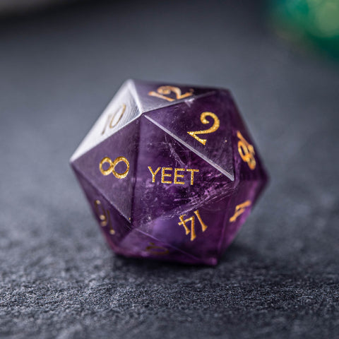 URWizards Dnd Amethyst Gemstone Engraved Dice Set YEET&F*CK - Urwizards