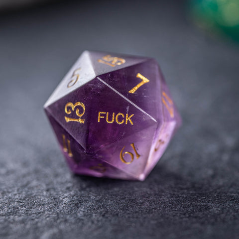 URWizards Dnd Amethyst Gemstone Engraved Dice Set YEET&F*CK - Urwizards