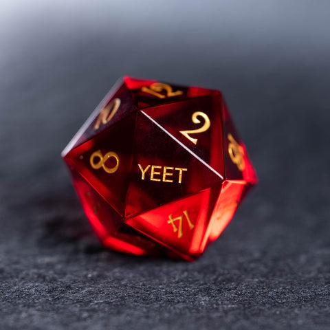 URWizards Dnd Garnet Glass Engraved Dice Set YEET & F*CK - Urwizards