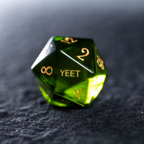 URWizards Dnd Peridot Gemstone Engraved Dice Set YEET & F*CK - Urwizards