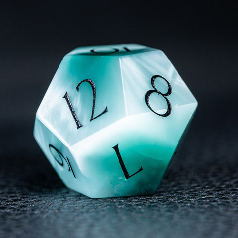 URWizards D&D Green Larimar Glass Engraved Dice Set F*CK Style - Urwizards