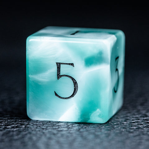 URWizards D&D Green Larimar Glass Engraved Dice Set F*CK Style - Urwizards