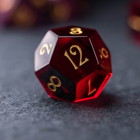 URWizards Dnd Garnet Glass Engraved Dice Set YEET & F*CK - Urwizards