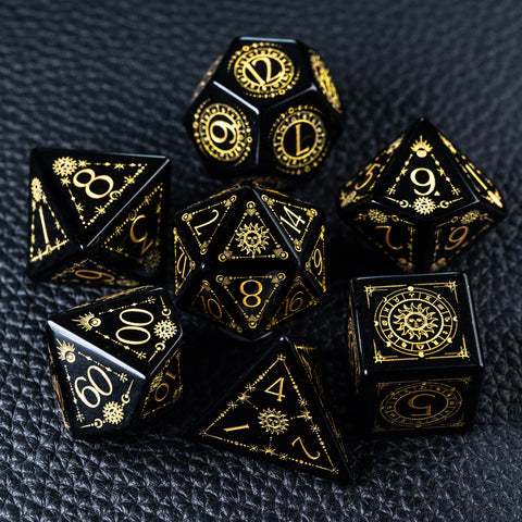 URWizards D&D Obsidian Engraved Dice Set Tarot - Urwizards