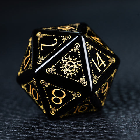 URWizards D&D Obsidian Engraved Dice Set Tarot - Urwizards