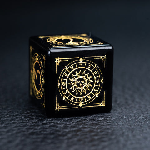 URWizards D&D Obsidian Engraved Dice Set Tarot - Urwizards