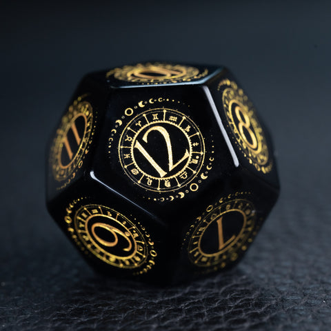 URWizards D&D Obsidian Engraved Dice Set Tarot - Urwizards