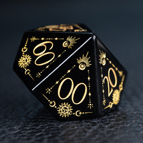 URWizards D&D Obsidian Engraved Dice Set Tarot - Urwizards