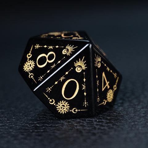 URWizards D&D Obsidian Engraved Dice Set Tarot - Urwizards