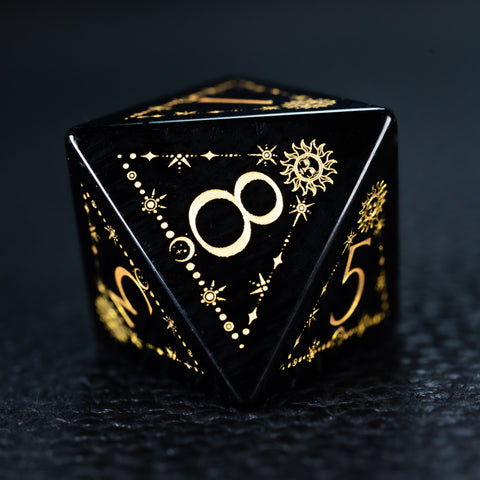 URWizards D&D Obsidian Engraved Dice Set Tarot - Urwizards