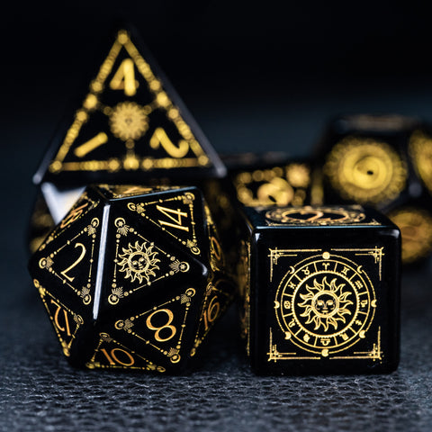 URWizards D&D Obsidian Engraved Dice Set Tarot - Urwizards