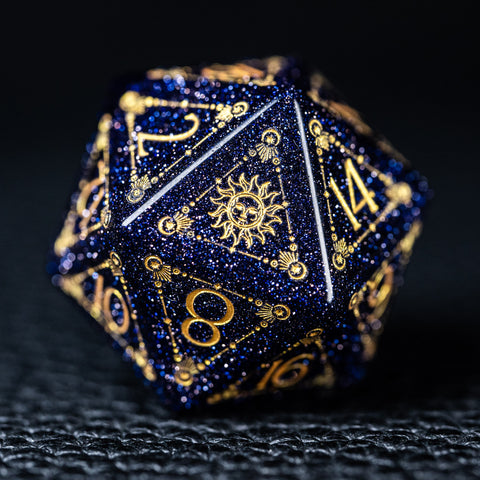 URWizards D&D Blue Sandstone Engraved Dice Set Tarot - Urwizards