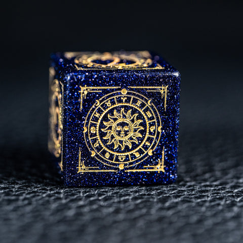 URWizards D&D Blue Sandstone Engraved Dice Set Tarot - Urwizards