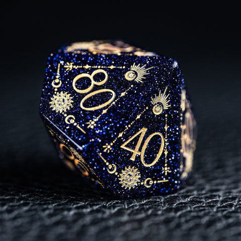 URWizards D&D Blue Sandstone Engraved Dice Set Tarot - Urwizards