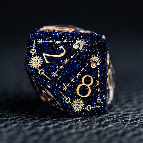 URWizards D&D Blue Sandstone Engraved Dice Set Tarot - Urwizards
