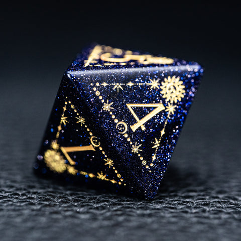 URWizards D&D Blue Sandstone Engraved Dice Set Tarot - Urwizards