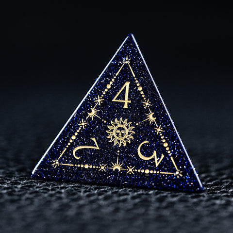 URWizards D&D Blue Sandstone Engraved Dice Set Tarot - Urwizards
