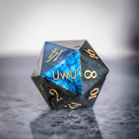 URWizards Dnd Labradorite Gemstone Engraved Dice Set UwU & T_T - Urwizards