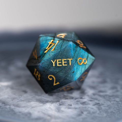 URWizards Dnd Labradorite Gemstone Engraved Dice Set YEET & F*CK - Urwizards