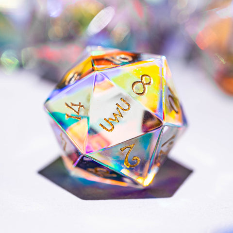 URWizards Dnd Dichroic Prism Glass Dice Set UwU & T_T - Urwizards