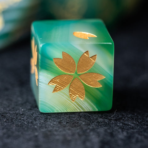URWizards Dnd Green Agate Engraved Dice Set Unicorn Style - Urwizards