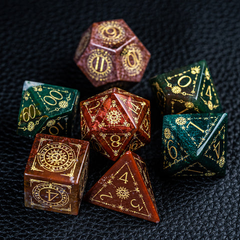 URWizards D&D Indian Agate Engraved Dice Set Tarot - Urwizards