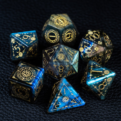 URWizards D&D Labradorite Engraved Dice Set Tarot - Urwizards