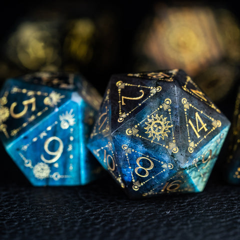 URWizards D&D Labradorite Engraved Dice Set Tarot - Urwizards