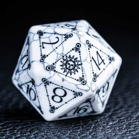 URWizards D&D White Howlite Engraved Dice Set Tarot - Urwizards