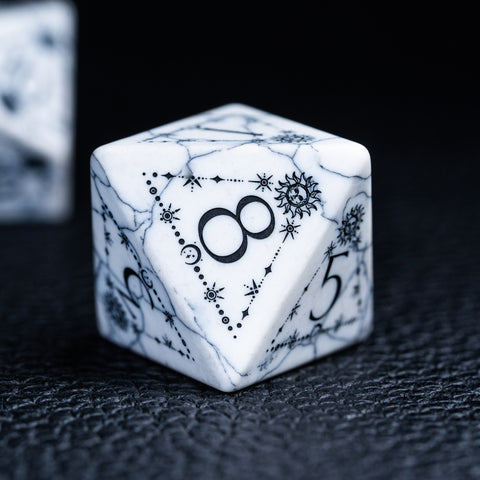 URWizards D&D White Howlite Engraved Dice Set Tarot - Urwizards