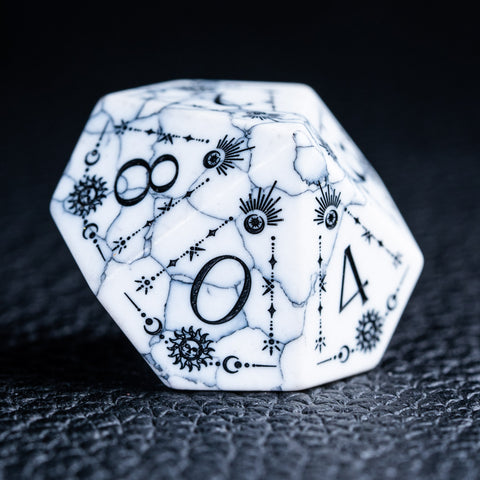 URWizards D&D White Howlite Engraved Dice Set Tarot - Urwizards