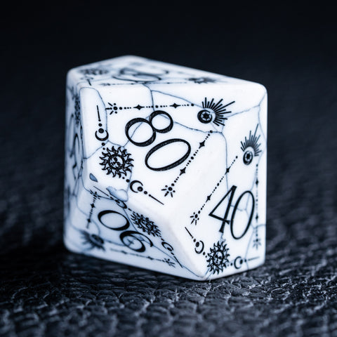 URWizards D&D White Howlite Engraved Dice Set Tarot - Urwizards
