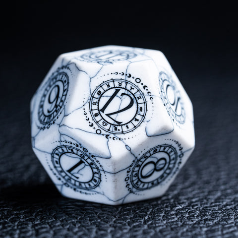 URWizards D&D White Howlite Engraved Dice Set Tarot - Urwizards