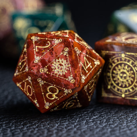 URWizards D&D Indian Agate Engraved Dice Set Tarot - Urwizards