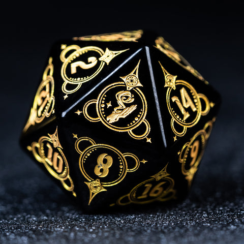 URWizards D&D Obsidian Engraved Dice Set Wizard Style - Urwizards