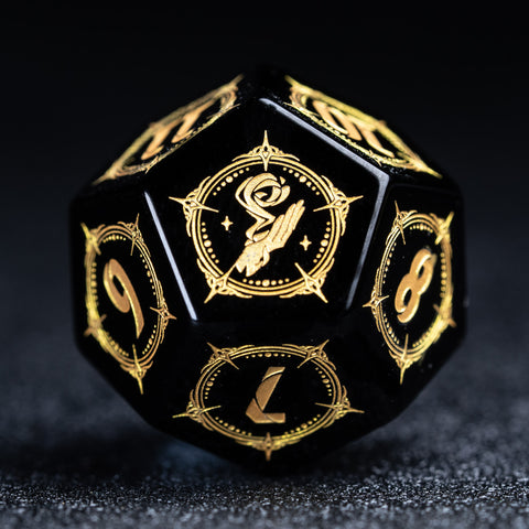 URWizards D&D Obsidian Engraved Dice Set Wizard Style - Urwizards