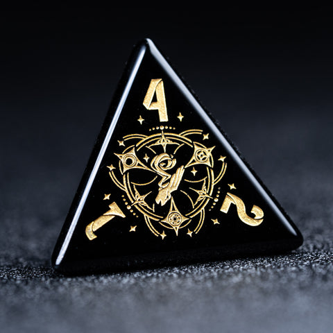 URWizards D&D Obsidian Engraved Dice Set Wizard Style - Urwizards