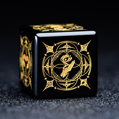 URWizards D&D Obsidian Engraved Dice Set Wizard Style - Urwizards