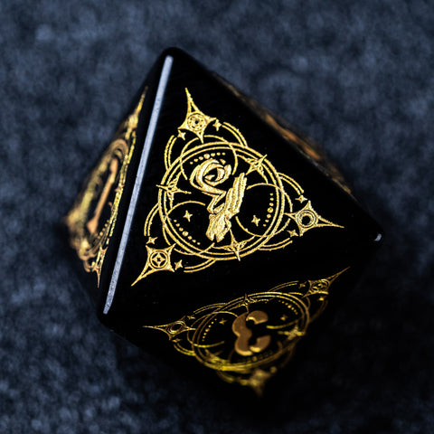 URWizards D&D Obsidian Engraved Dice Set Wizard Style - Urwizards