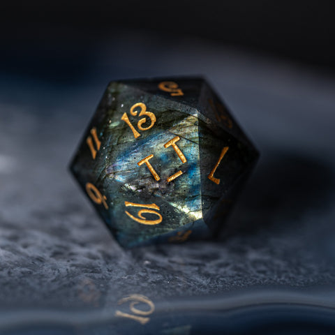URWizards Dnd Labradorite Gemstone Engraved Dice Set UwU & T_T - Urwizards