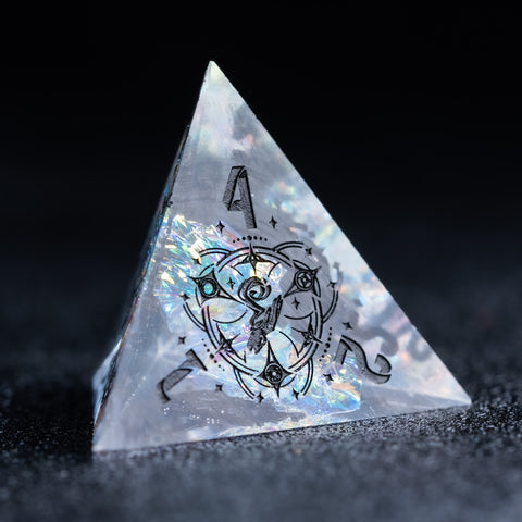URWizards D&D Resin Opal Glitter Engraved Dice Set Wizard Style - Urwizards