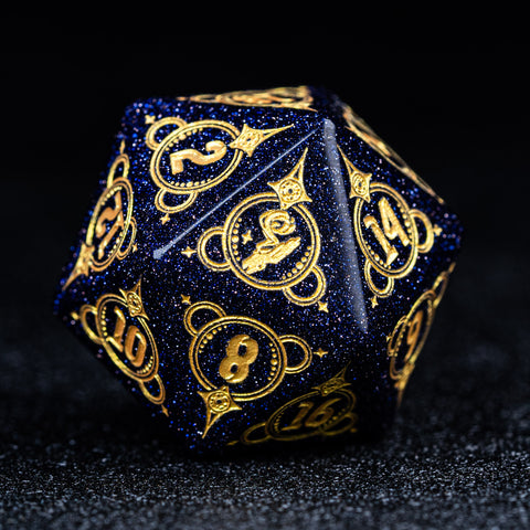URWizards D&D Blue sandstone Engraved Dice Set Wizard Style - Urwizards